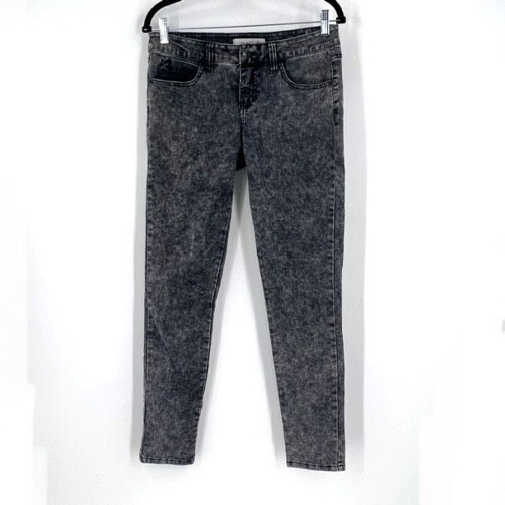 Jalate Jeans Women's Slim Fit Tapered Leg‎ Skinny Denim Black Acid Wash Size 7